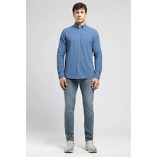 Lee Cooper Darell Erkek Slim %100 Pamuk Klasik Yaka Gömlek İndigo