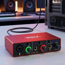 Midex GLX-500 PRO 2 Giriş 2 Çıkış USB Stüdyo Ses Kartı (XLR Kablo Hediye)