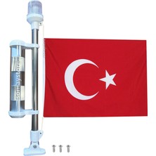 Goldsea Marine Osy Işıklı Bayrak Direği Beyaz Radar Reflektörlü 50CM 12V Led, 30X45cm Kumaş Bayraklı