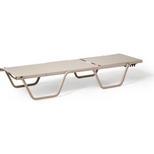 Erinöz Asos Alüminyum Fileli Şezlong + Sehpa - Kum Rengi