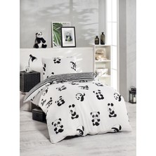Eponj Home Junior Panda Desenli Tek Kişilik Nevresim Seti 140 x 200 cm Siyah Renkli