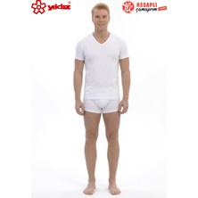 Yıldız 60 Premium Erkek %100 Pamuklu Ribana Esneyen Rahat Kumaş V Yaka Erkek Atlet/fanila/tshirt