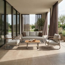 Erinöz Rio Alüminyum Bahçe Oturma Grubu 3+1+1+Sehpa - Kum Rengi