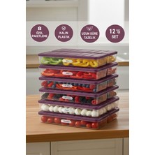 Selka Home 12 Adet 1 Lt. Nora Organizer Buzdolabı Buzluk Düzenleyici Saklama Kabı