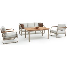 Erinöz Rio Alüminyum Bahçe Oturma Grubu 3+1+1+Y.üksek Sehpa - Kum Rengi