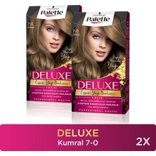 Palette Deluxe 7-0 Kumral Saç Boyası Krem Formda Amonyaklı Uzun Süre Kalıcı 2 Adet