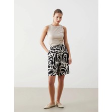 Lc Waikiki Yeni Sezon Beli Lastikli Desenli Keten Karışımlı Kadın Şort