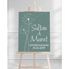 Söz Nişan Düğün Için 50X70 Karşılama Panosu - Yeşil Tasarımlı