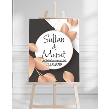 Söz Nişan Düğün Için 50X70 Karşılama Panosu - Siyah ve Gül Tasarımlı 002