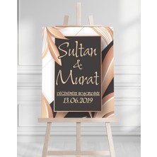 Söz Nişan Düğün Için 50X70 Karşılama Panosu - Siyah ve Gül Tasarımlı 001