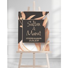 Söz Nişan Düğün Için 50X70 Karşılama Panosu - Siyah ve Gül Tasarımlı