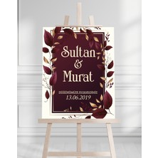 Söz Nişan Düğün Için 50X70 Karşılama Panosu - Kırmızı Tasarımlı