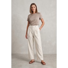 Rosa By Belle Kadın Ekru Havuç Pantolon Düğme Detaylı