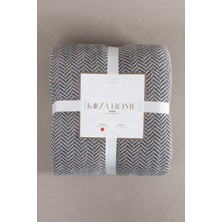 Koza Home Twin Battaniye Soft Pamuklu Çift Kişilik Battaniye Kahve Mavi