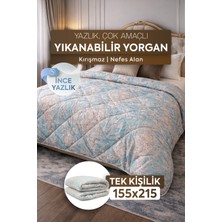 DuruClass Home Tek Kişilik Yazlık Desenli Yorgan Premium 155X215CM Polycotton Nefes Alan Doku I 200GSM Terletmez