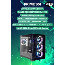 Game Garaj Prime S51 Intel Ultra 5 225F 16GB Ram 1tb SSD RTX5060TI 16GB Freedos Oyuncu Oem Paket