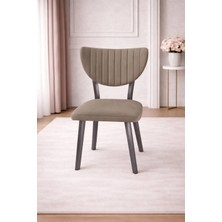 ProBella Elma Mutfak Sandalyesi Vizon Antrasit Metal Ayaklı Ergonomik Tasarım ile Şık Dekor