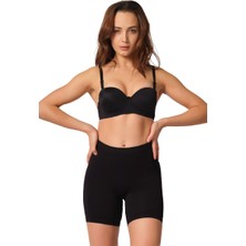 Emay Siyah Dikişsiz Soft Kadın Paçalı Boxer 3003