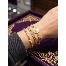 XP 14 Ayar Altın Renginde 3'lü Künye, Bileklik Seti