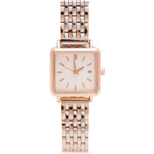 Oqqo Minimal Kare Rose Kasa Rose Gümüş Kordon Kadın Kol Saati