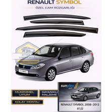 Renault Symbol 2008-2012 Sport Cam Rüzgarlığı Takım 4'lü Takım Rüzgar Kesici, Yağmur Önleyici
