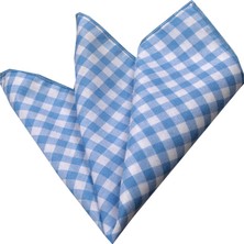 Exve Exclusive Beyaz Mavi Pötikare Desenli Cep Yaka Mendili Şık Erkek Aksesuarı