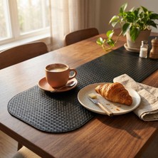 Grand Fine Art 1 Adet Deri Mini Runner-Klavye Altlığı-Masa Matı-Masa Sümeni -Çok Amaçlı Kullanım Örgü Desenli