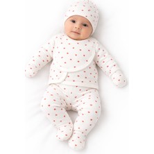Babyshez %100 Pamuklu Fitilli 5 Parça Yenidoğan Bebek Hastane Çıkışı Kalpli Zıbın Set
