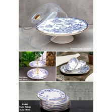 Pinkev 11 Parça Seramik Pasta Servis Sunum Tabağı Seti