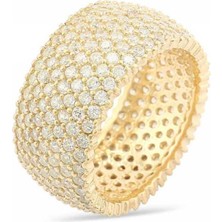 Pazarcan Gümüş 7 Sıra Altın Kaplama Tamtur Bayan Yüzük