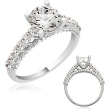 Pazarcan Gümüş Tek Taş Bayan Yüzük