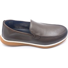 Marcomen M23035 Hakiki Deri Hafif Yumuşak ve Esnek Erkek Bağcıksız Konfor Kahverengi Loafer Ayakkabı