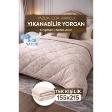 DuruClass Home Tek Kişilik Yazlık Desenli Yorgan Premium 155X215CM Polycotton Nefes Alan Doku I 200GSM Terletmez