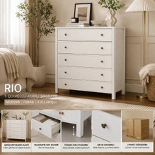 Pasific Home Rio 5 Çekmeceli Ayaklı Modern Şifonyer, Beyaz