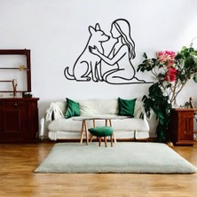 Asa Store Lazer Kesim Metal Duvar Dekoru, Kız ve Köpek 40 cm