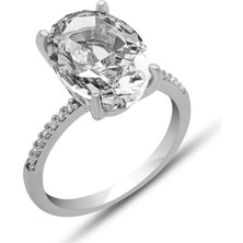 Pazarcan Gümüş Ice Cut Oval Zirkon Taşlı Kadın Yüzük