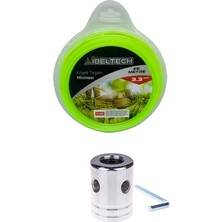 Johnser Motorlu Tırpan  Örümcek Başlık - Universal + Ibeltech Köşeli Tırpan Misinası 3.3 mm 46 Metre Çim Biçme Misinası – Yoğun Ot & Çalı Temizliği Için Dayanıklı Set