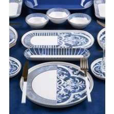 Acar Ottoman 27 Parça Mavi Porselen İstanbul Yemek Takımı 6 Kişilik Desenli Set