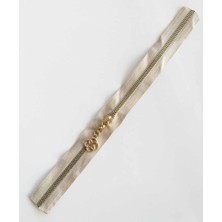 Angel Çanta Akssesuar Başlıklı Fermuar 30 cm Light Gold Metal Bej