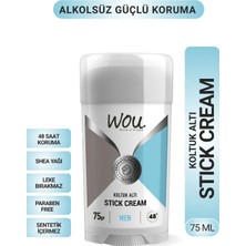 Wou Stick Krem Erkek Koltuk Altı Terleme Önleyici 48 Saat Etkin Koruma Vegan,Koltuk Altı Stick 75 ml