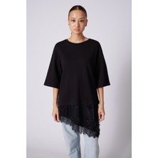 Nisan Triko Dantelli Kombine T-Shırt