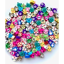 Hedef Bijuteri 10 mm Renkli Polimer Kil Fimo Hayvan Figür Boncuk 100 Adet Plastik Malzeme