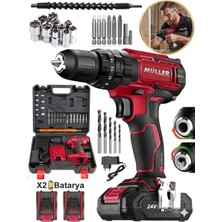 Müller Germany  Çelik Şanzuman Bakır Sargılı Çift Akülü Şarjlı Matkap  Vidalama 27 Parça Set