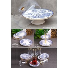 Pinkev 20 Parça Fanuslu Pasta Çay Servis Sunum Tabağı Seti