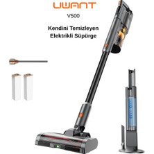 UWANT 25.000Pa Emiş Gücüne Sahip Kendisini Temizleyebilen BLDC, Şarjlı, Standlı Dikey Süpürge V500 Gri