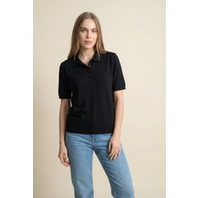 Shophia Polo Yaka Kısa Kollu Kadın Triko Tişört