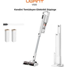 Uwant 25.000Kpa Emiş Gücüne Sahip Kendisini Temizleyebilen BLDC, Şarjlı, Standlı Dikey Süpürge V500 Beyaz