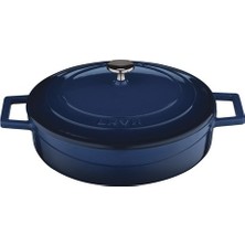 Lava Çok Amaçlı 24 cm Yayvan Tencere Döküm Kaplama Mavi Renkli Şık Tasarım