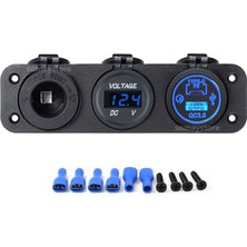 Goldsea Şarj + Voltmetre + 3.0 Usb Type-C Soketi Plastik Çerçeveli 12-24V