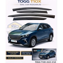 Togg T10X 2023 Sport Cam Rüzgarlığı Takım 4'lü Takım Rüzgar Kesici, Yağmur Önleyici